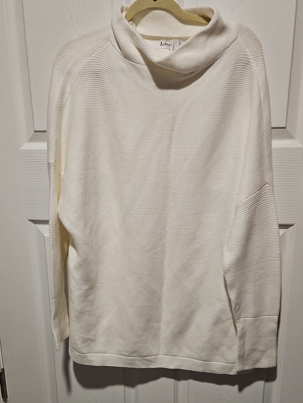 Off-White Ribbed Cowl Neck Sweater